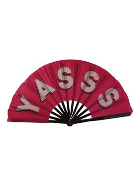 Large Handheld Bamboo Folding Clack Fans Rave Festival Saying 1pc